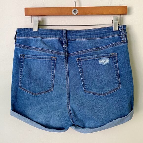 Pacsun | Super Stretch Shortie Jean Denim Shorts Distressed Rolled Hem Size 29 - Picture 2 of 3